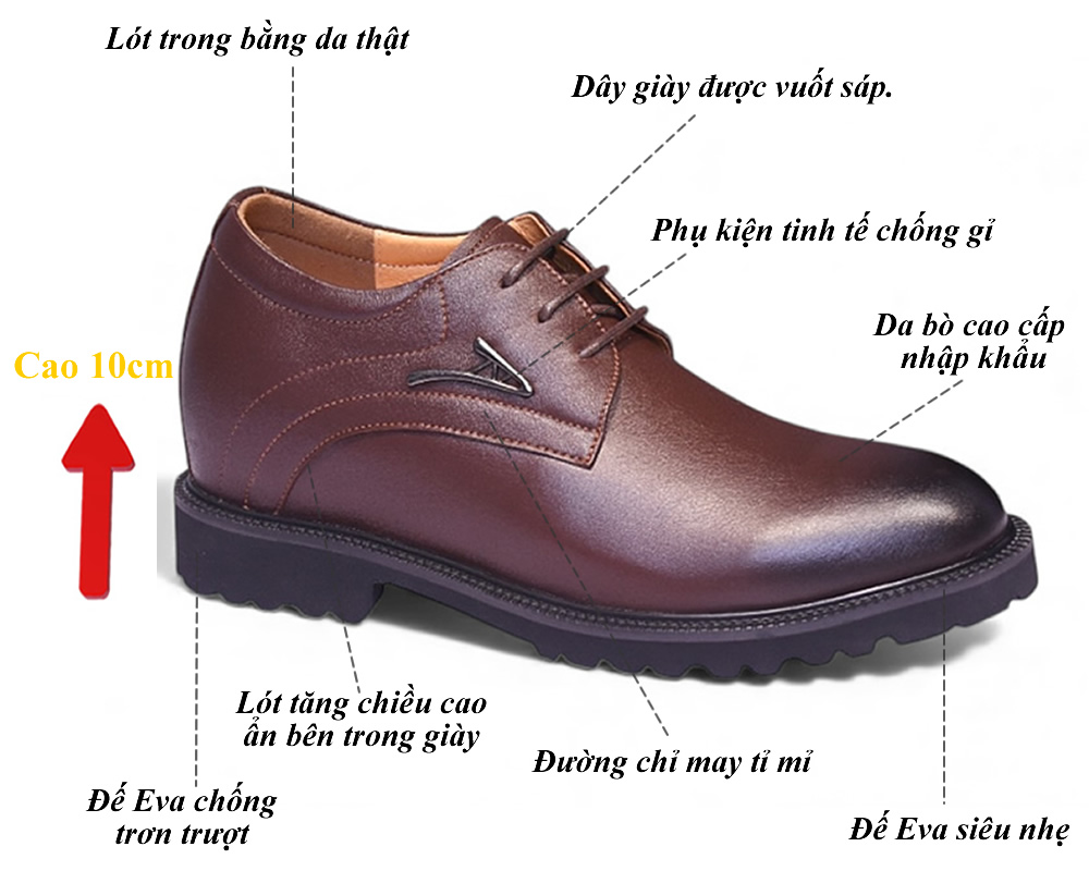 Giày nam cao 10cm da mềm nhẹ 8